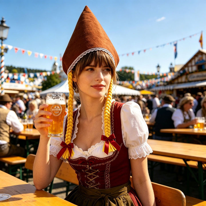 Damen nan traditionelle Trachtenhaube mit steifer Kegelform und feinem Spitzenrand Echo Archiv