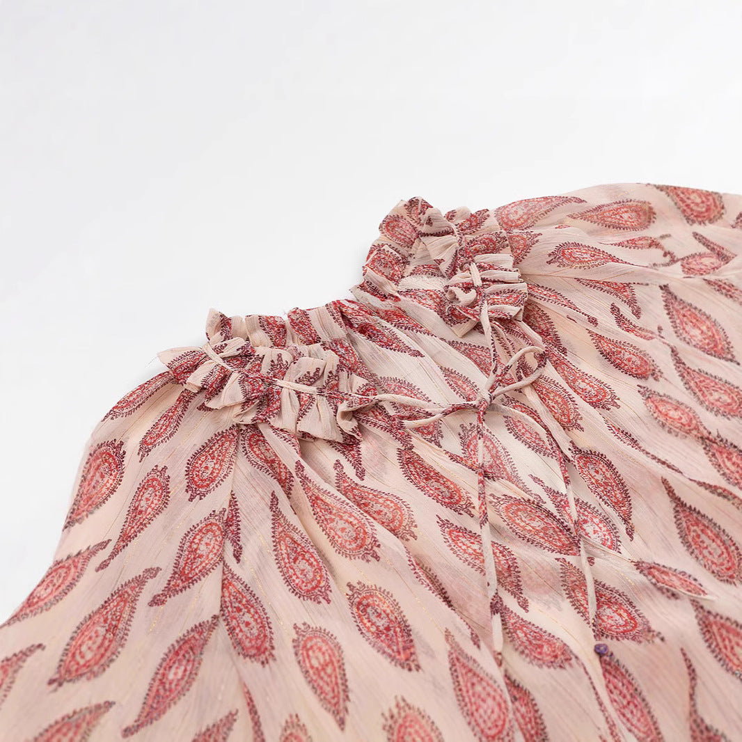 Damen Chiffonbluse mit Volantkragen und Paisley‑Print Echo Archiv