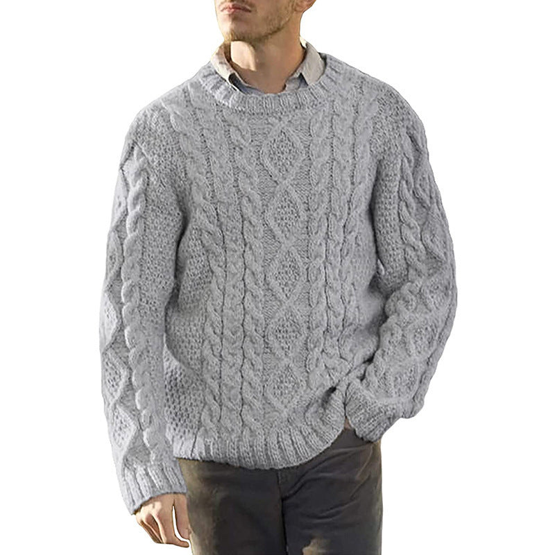Herren Grobstrickpullover mit klassischem Zopfmuster Echoarchiv