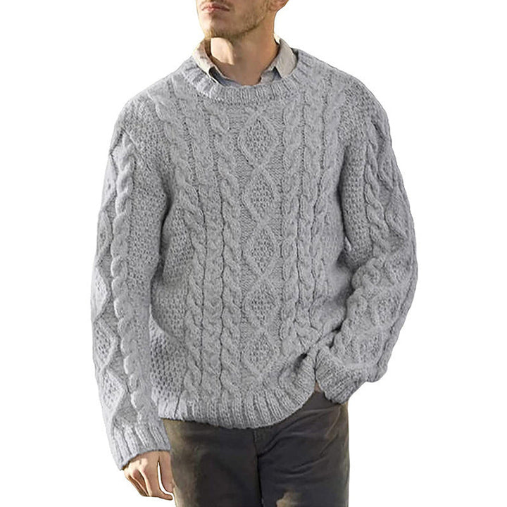 Herren Grobstrickpullover mit klassischem Zopfmuster Echoarchiv
