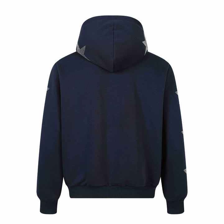 Damen Kapuzenjacke mit Strassstern-Applikationen und durchgehendem Reißverschluss Echoarchiv