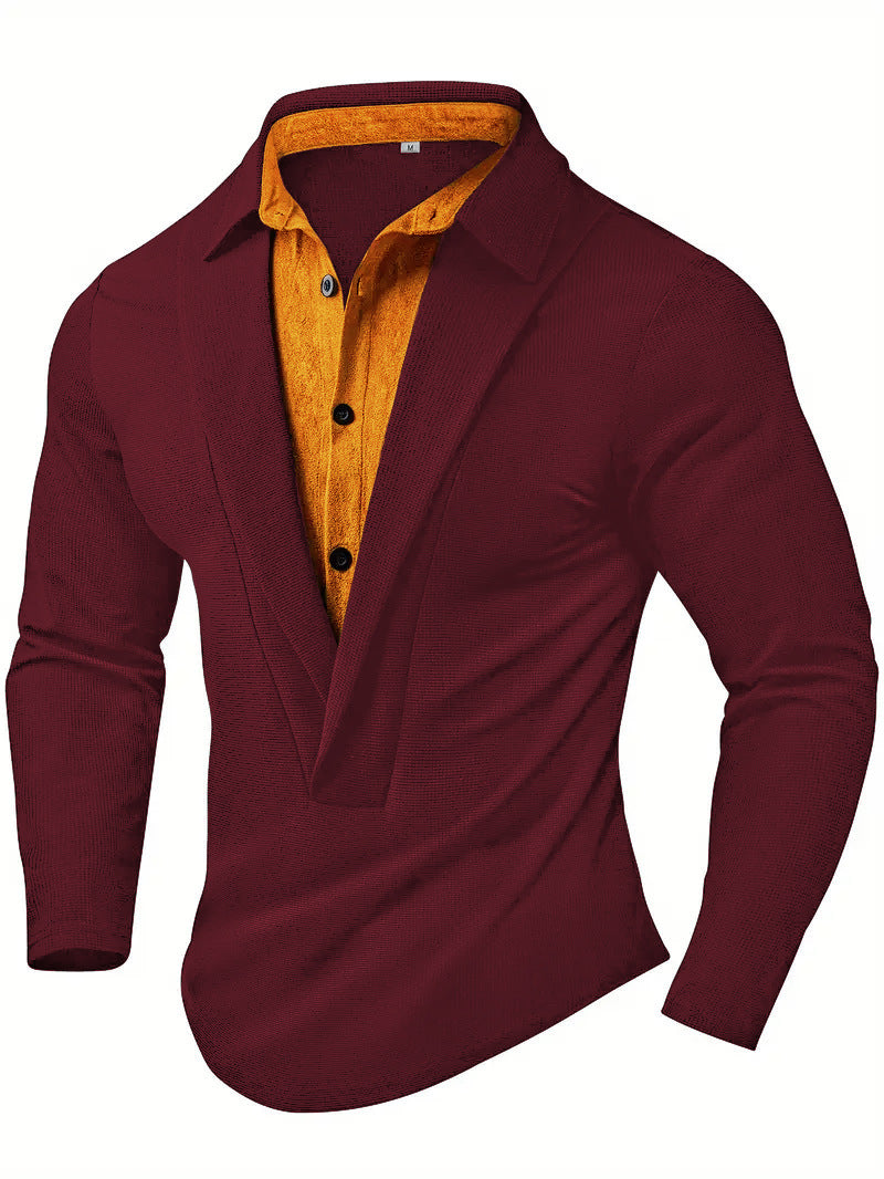 Herren Elegantes Langarmhemd mit modernem Kragen und texturiertem Design Echoarchiv