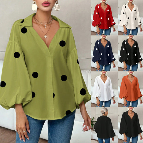 Damen Oversize-Bluse mit voluminösen Puffärmeln und Punktmuster Echo Archiv