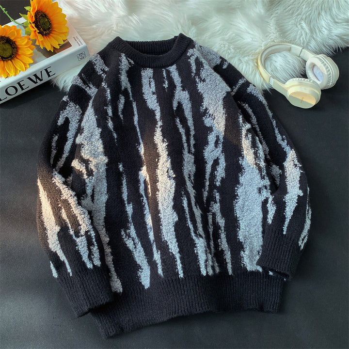 Damen Gemütlicher Strickpullover mit einzigartigem Wellenmuster Echoarchiv