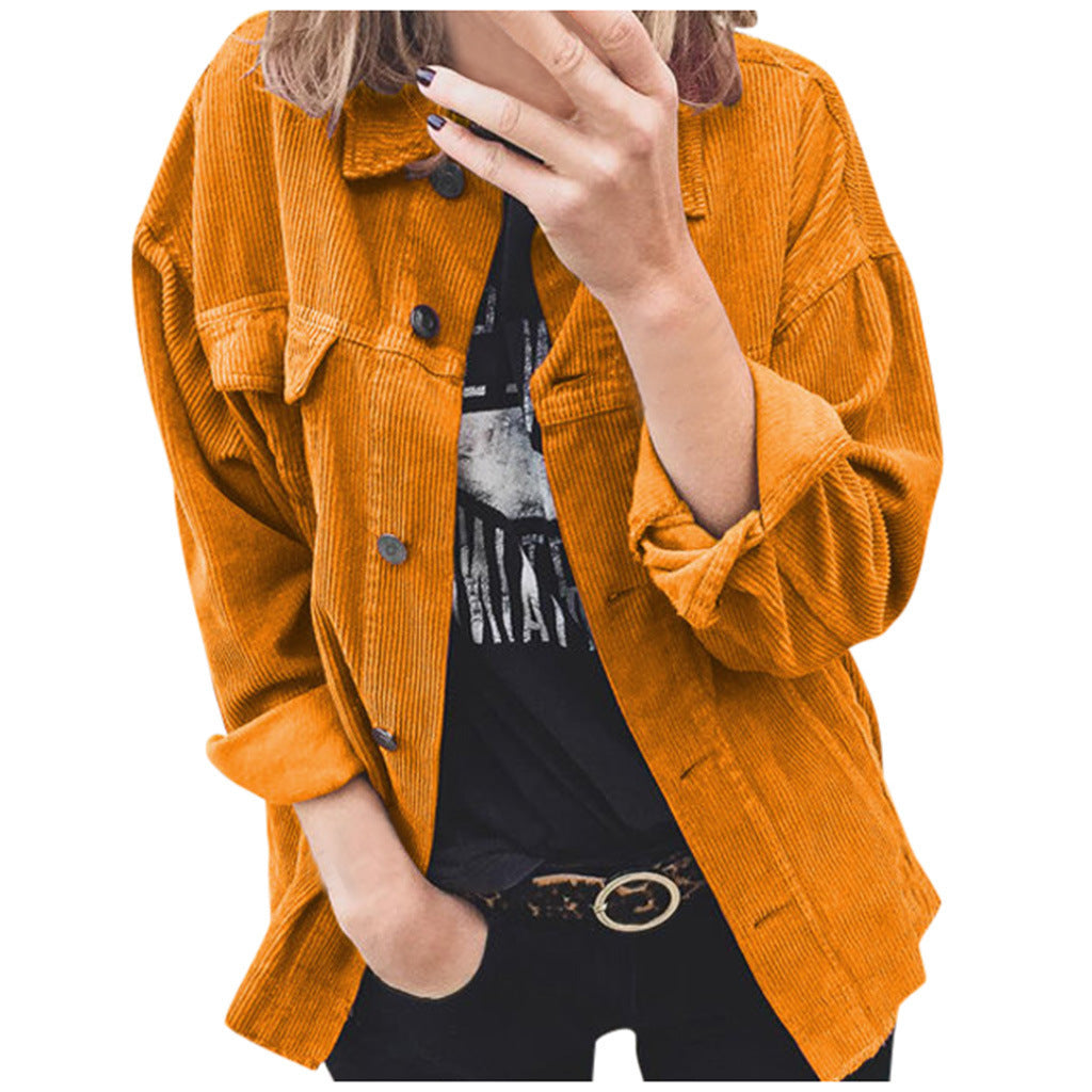 Damen nan Oversize Cordjacke mit aufgesetzten Taschen und klassischer Knopfleiste Echo Archiv