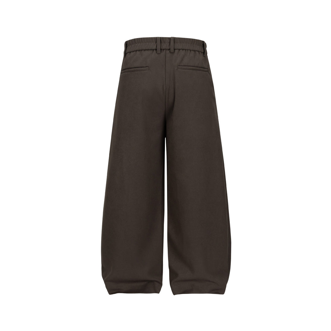 Damen Weite Plissee-Hose mit hoher Taille und elastischem Rückbund Echoarchiv