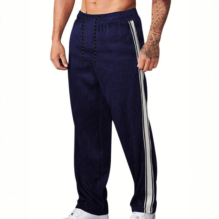 Herren Sportliche Freizeithose mit eleganten Längsstreifen und verstellbarem Bund Echoarchiv