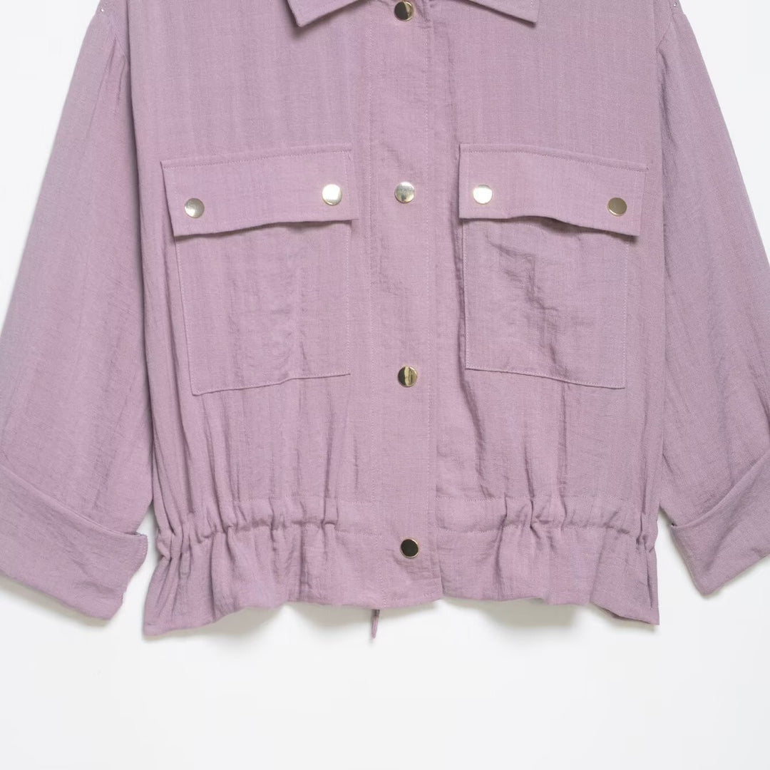 Damen Utility-Overshirt-Jacke mit Kordelzug und aufgesetzten Taschen Echo Archiv