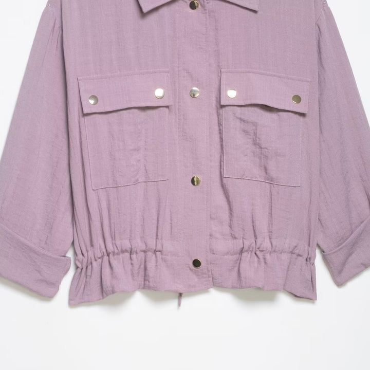 Damen Utility-Overshirt-Jacke mit Kordelzug und aufgesetzten Taschen Echo Archiv