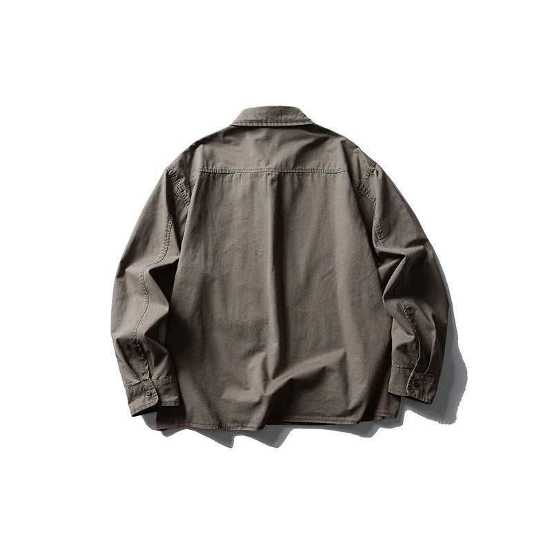 Herren Oversize-Hemdjacke aus robustem Baumwoll-Twill mit aufgesetzter Brusttasche und geradem Saum Echoarchiv