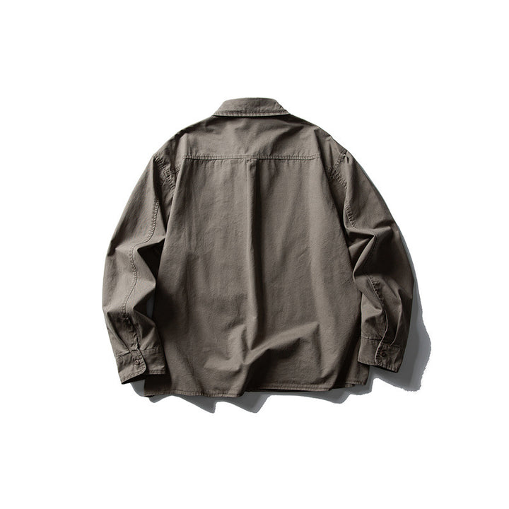 Herren Oversize-Hemdjacke aus robustem Baumwoll-Twill mit aufgesetzter Brusttasche und geradem Saum Echoarchiv