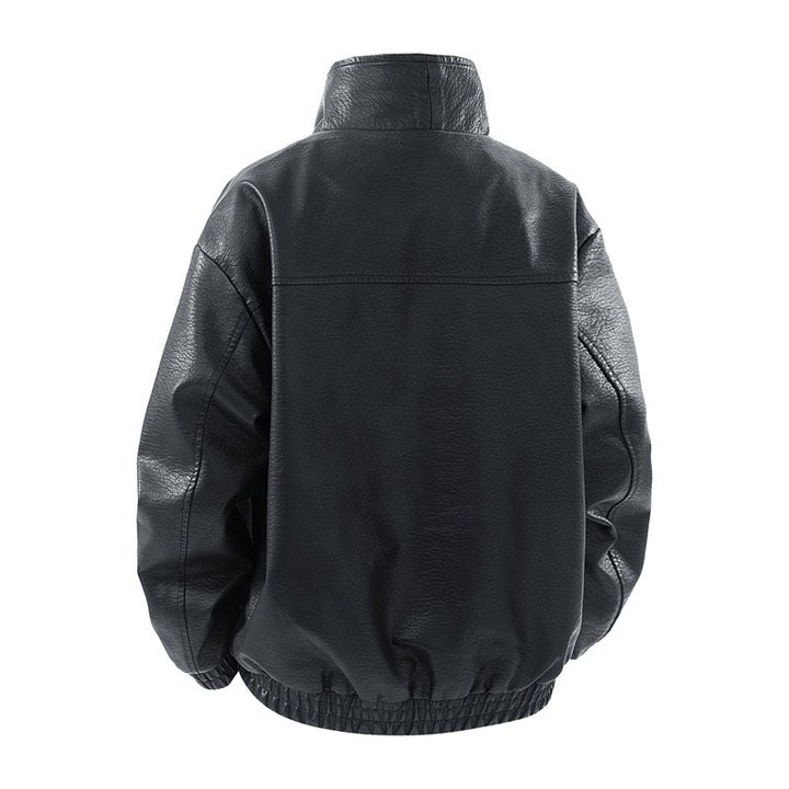 Herren modische Oversized-Lederjacke mit elegantem Kragen und praktischen Taschen Echoarchiv
