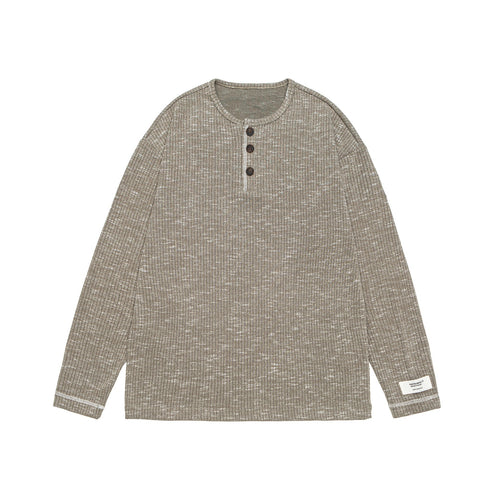 Unisex Gerippter Henley-Pullover mit Knopfleiste und Oversize-Silhouette Echoarchiv