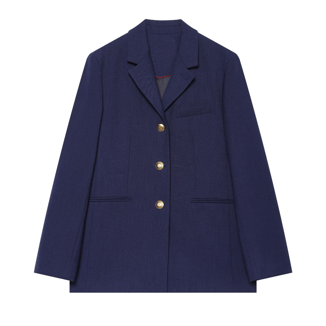 Damen Boxy‑Blazerjacke mit goldfarbenen Zierknöpfen und Leistentaschen Echo Archiv