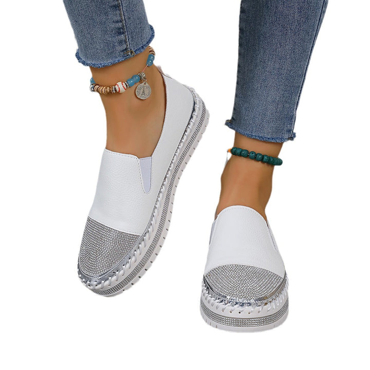 Damen Slip-On Plateau-Slipper mit Strassbesatz, elastischem Einstieg und profilierter Gummisohle Echo Archiv