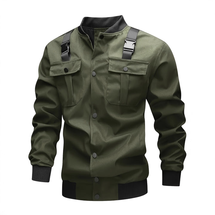 Herren Utility-Bomberjacke mit Brustklappentaschen, Schultergurten und Rippbündchen Echoarchiv