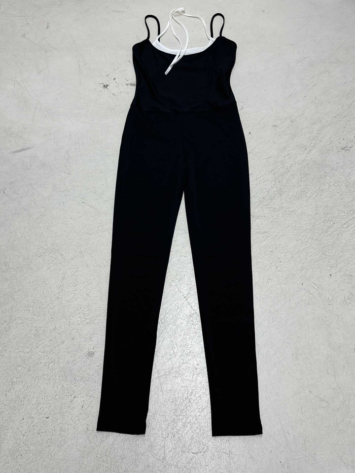 Damen schmal geschnittener Jumpsuit mit verstellbaren Spaghettiträgern und hohem Bund Echo Archiv