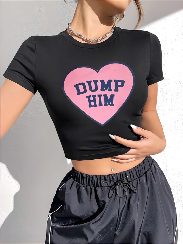 Damen Crop-T-Shirt mit auffälligem Statement-Print Echo Archiv