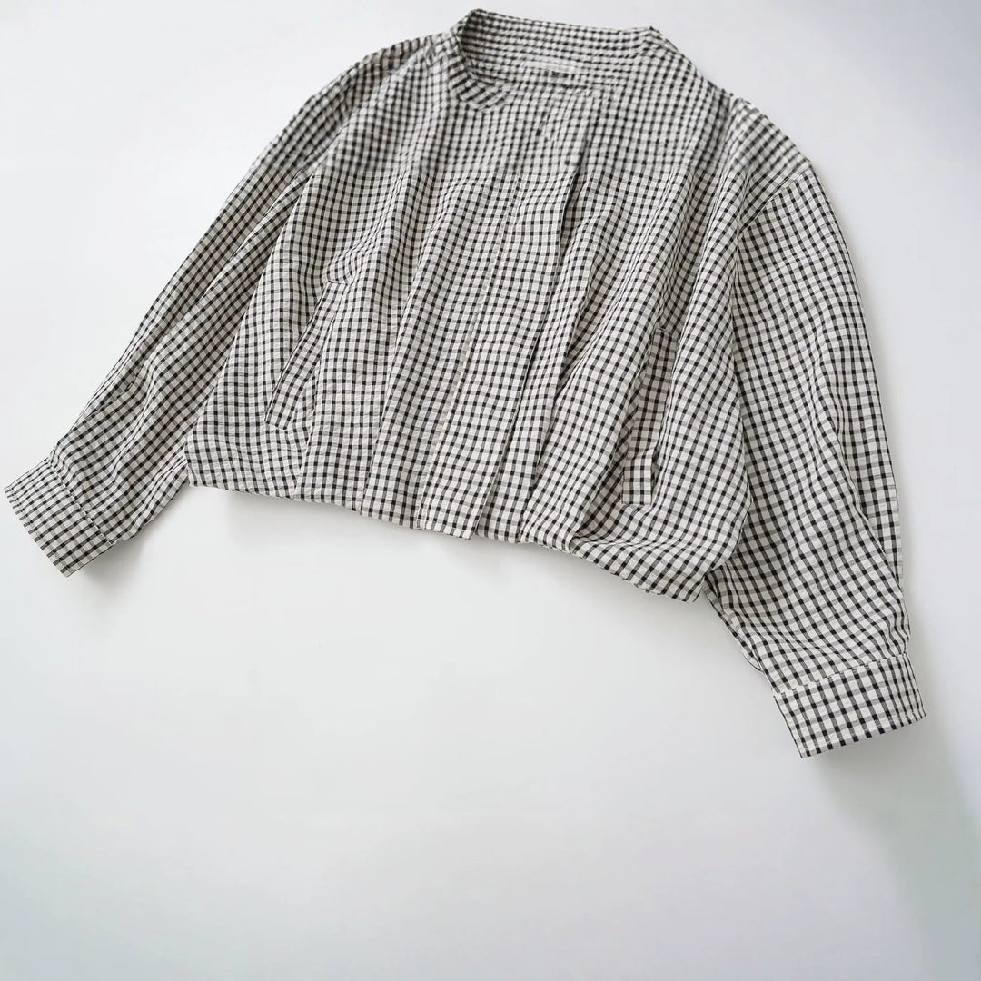 Damen Oversize Kurzblouson im Karo-Design mit hohem Stehkragen und Tunnelzugsaum Echo Archiv