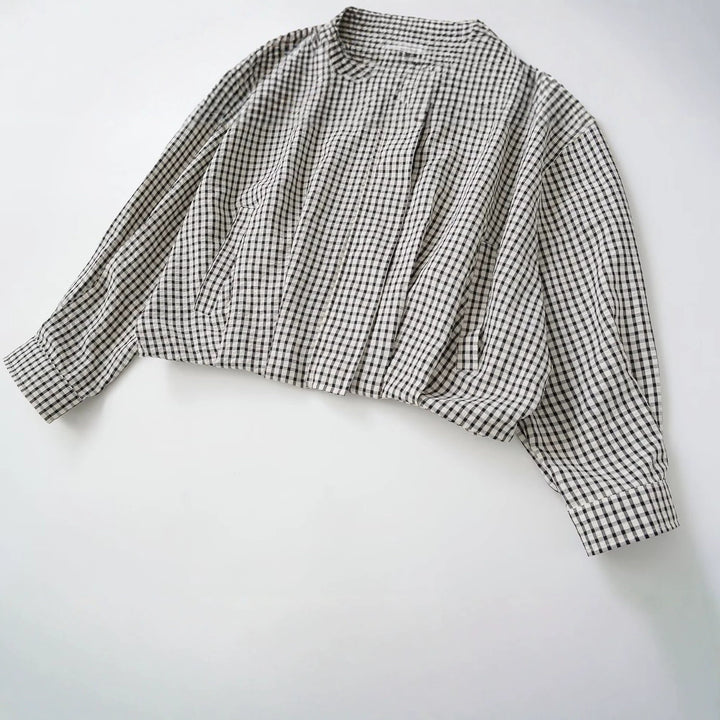 Damen Oversize Kurzblouson im Karo-Design mit hohem Stehkragen und Tunnelzugsaum Echo Archiv