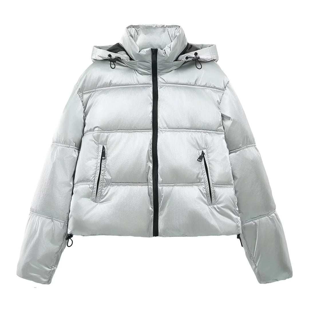 Damen nan cropped gesteppte Daunenoptik Jacke mit Kapuze und Tunnelzugsaum Echo Archiv