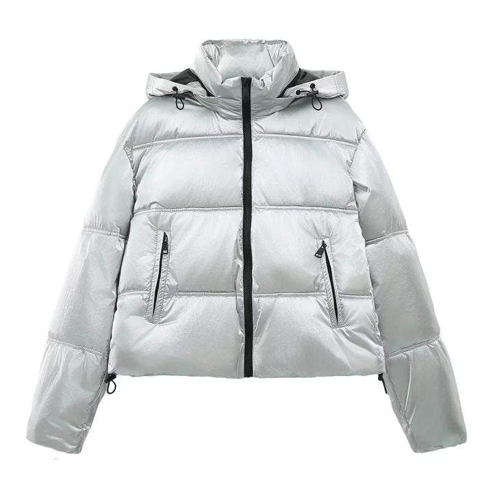 Damen nan cropped gesteppte Daunenoptik Jacke mit Kapuze und Tunnelzugsaum Echo Archiv