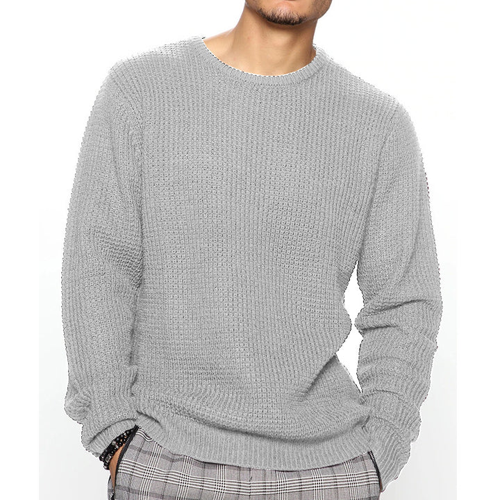 Herren Grobgestrickter Rundhals-Pullover mit Körbchenmuster und Relaxed-Fit Echo Archiv