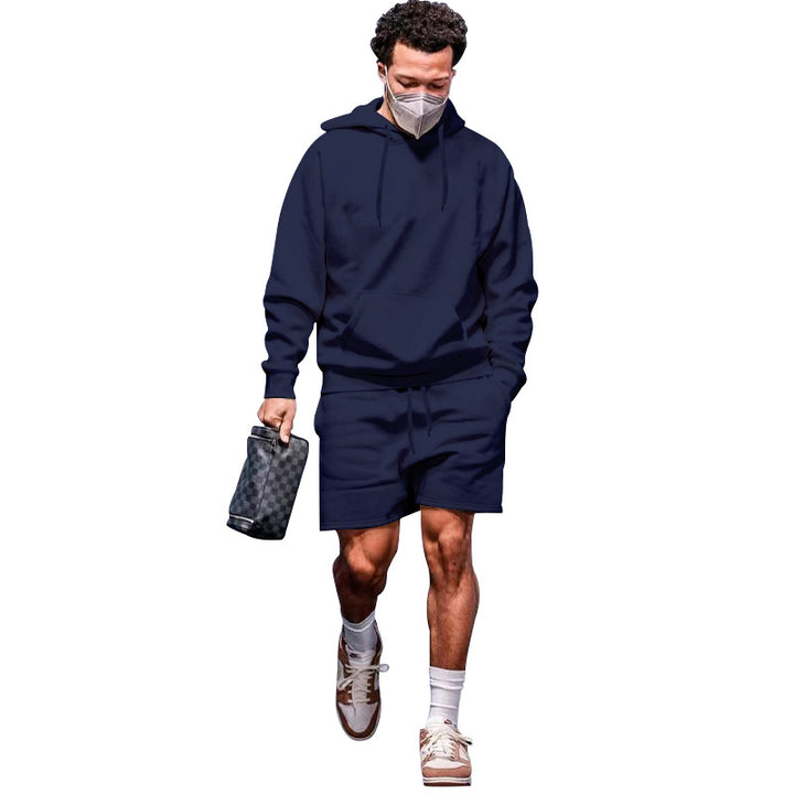 Herren lässiges Hoodie- und Shorts-Set aus atmungsaktivem Material mit praktischen Taschen Echoarchiv