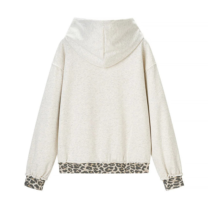 Damen weites Kapuzen‑Sweatshirt mit Leomuster‑Futter, Kängurutasche und Vintage‑Effekt – Auréline