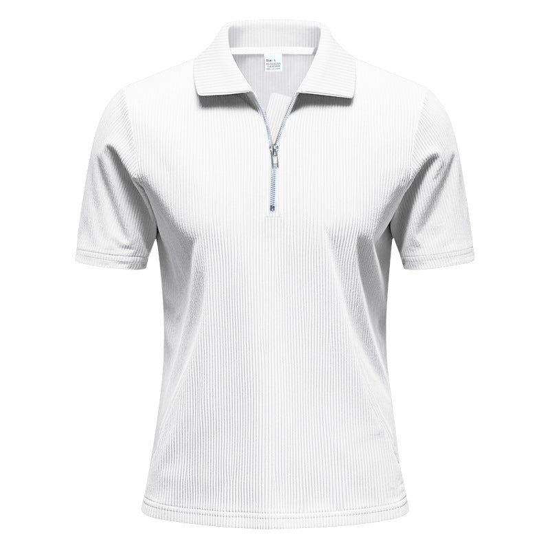 Herren Kurzarm Poloshirt mit Reißverschluss und strukturiertem Design Echoarchiv