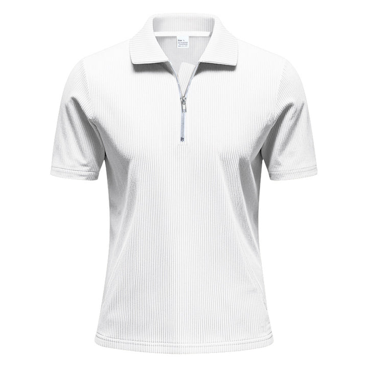 Herren Kurzarm Poloshirt mit Reißverschluss und strukturiertem Design Echoarchiv