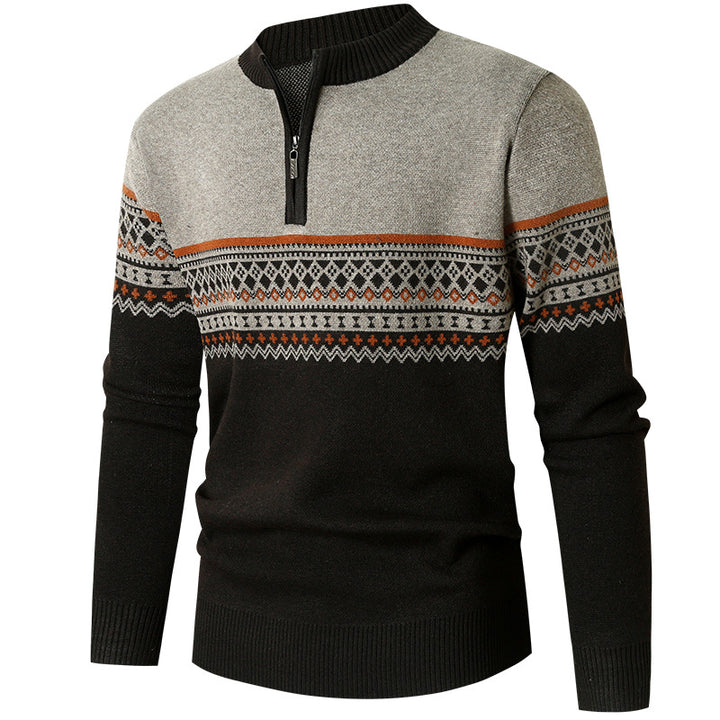 Herren Pullover mit modernem Reißverschluss und geometrischem Muster Echoarchiv