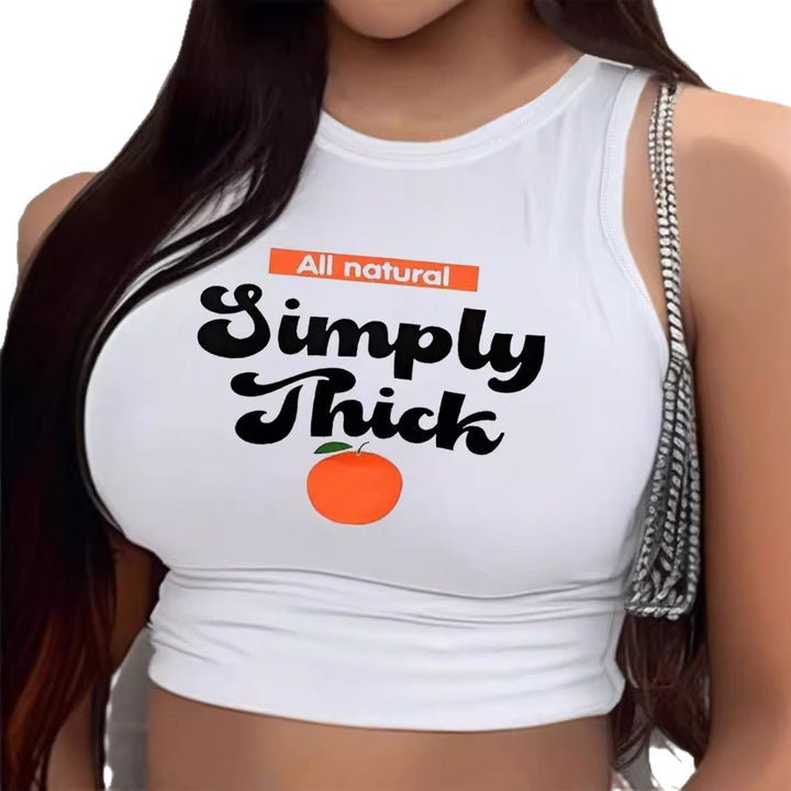 Damen Crop-Top mit modernem Grafikdruck und trendiger Schnalle Echo Archiv