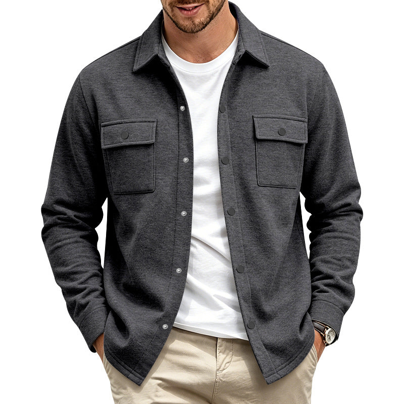 Herren Overshirt-Jacke aus Baumwollmischung mit Druckknöpfen und doppelten Brusttaschen Echoarchiv