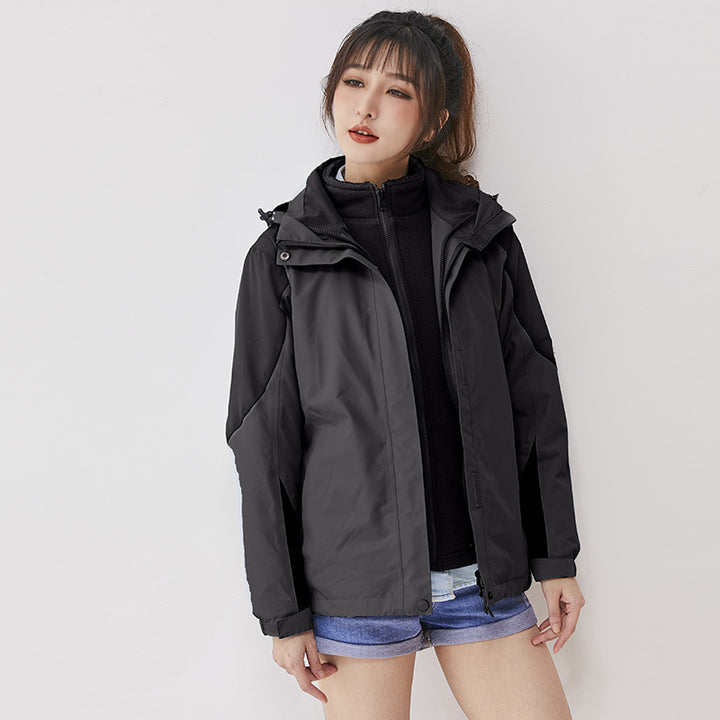 Damen zweilagige Outdoorjacke mit herausnehmbarer Fleece-Innenjacke und winddichter Membran Echoarchiv