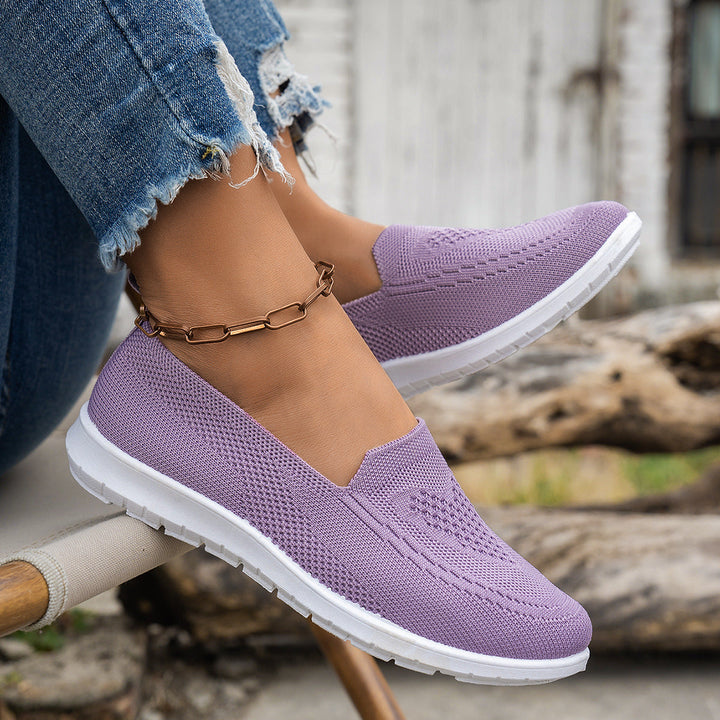 Damen Atmungsaktive Slip-On Freizeitschuhe mit komfortablem Absatz Echoarchiv