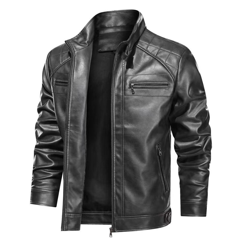 Herren elegante Lederjacke mit asymmetrischem Reißverschluss und praktischen Taschen Echoarchiv