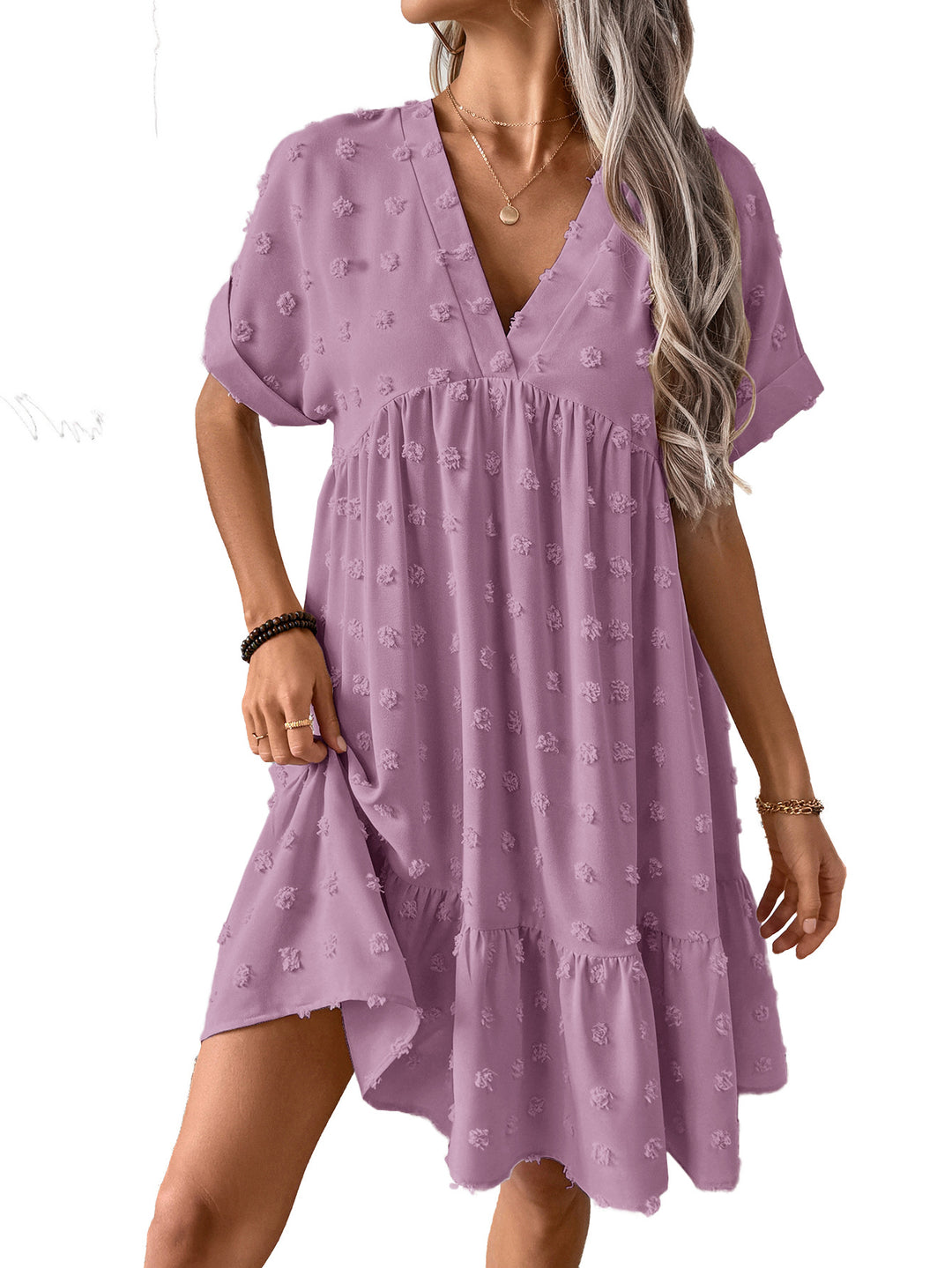 Damen Verspieltes Sommerkleid mit V-Ausschnitt und Rüschensaum Echo Archiv