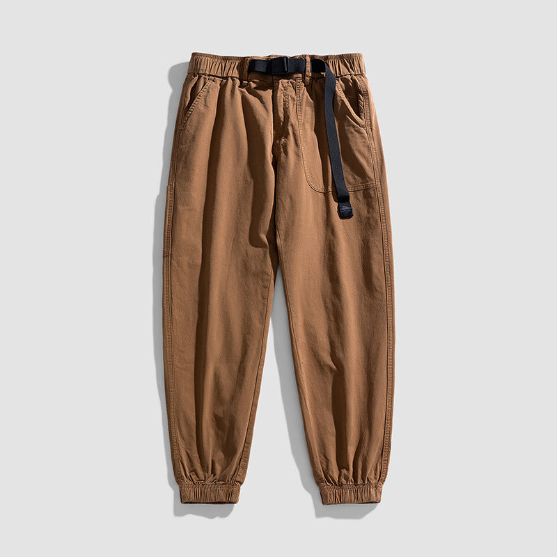 Herren Casual-Joggerhose aus Baumwoll‑Twill mit elastischem Bund, integriertem Webgürtel und geripptem Knöchelabschluss Echo Archiv