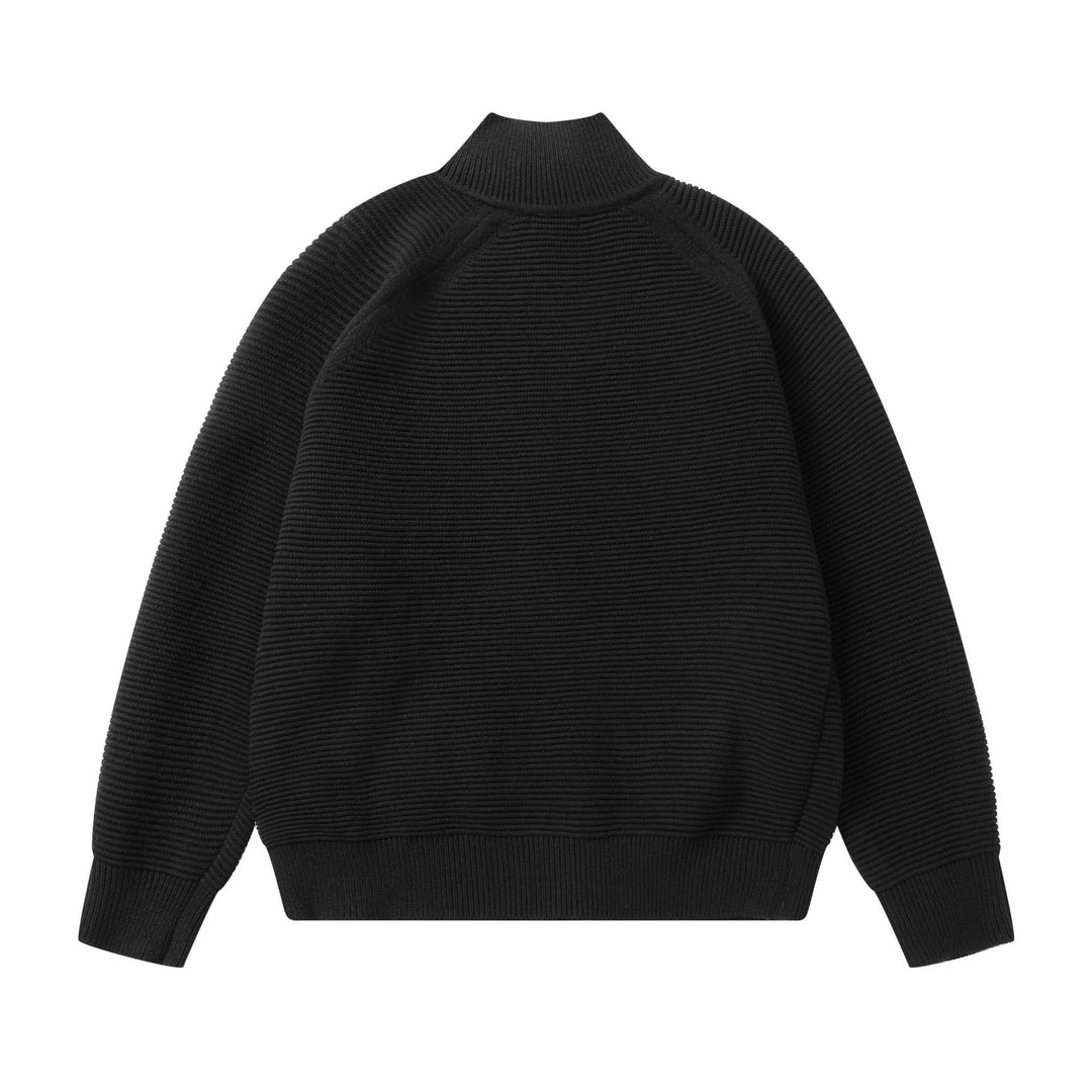 Herren Grobstrick Stehkragen-Strickjacke mit durchgehendem Reißverschluss Echoarchiv