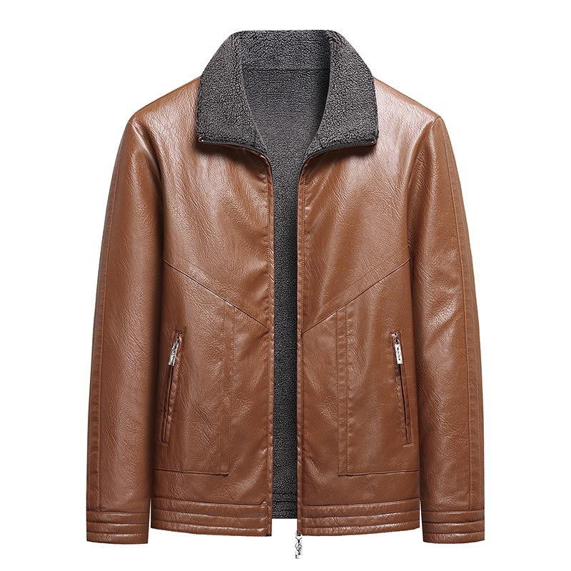 Herren Elegante Kunstlederjacke mit hohem Kragen – Valtoré