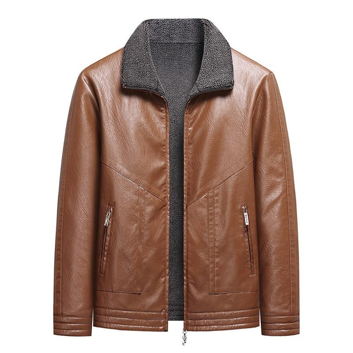 Herren Elegante Kunstlederjacke mit hohem Kragen – Valtoré