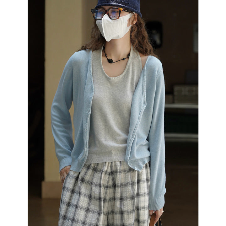 Damen Feinstrick-Cardigan mit offener Front, geripptem Saum und kastiger Silhouette Echoarchiv