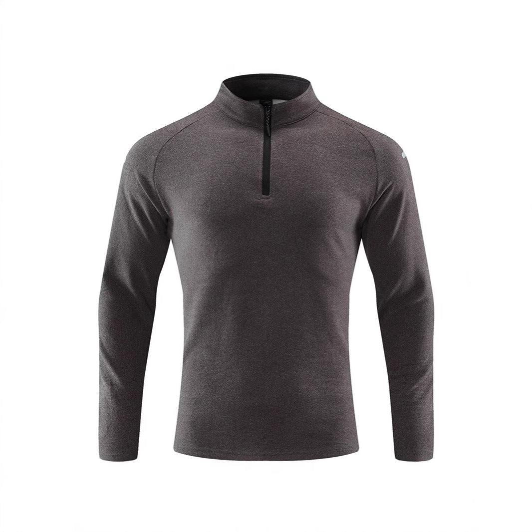 Herren Atmungsaktives Funktions-Langarmshirt mit Stehkragen und kurzem Reißverschluss Echoarchiv