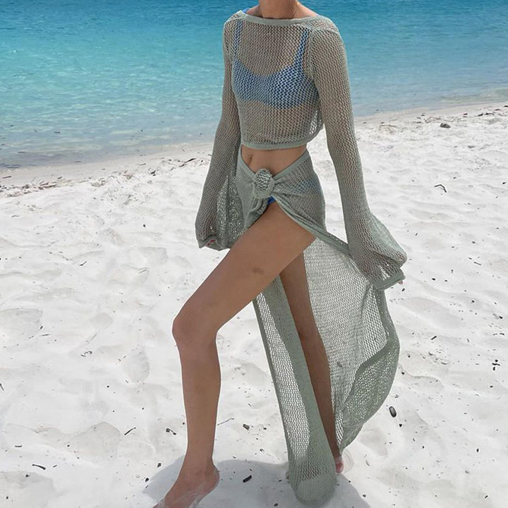 Damen luftiger Strandüberwurf mit weitem Schnitt und raffiniertem Bindeband Echo Archiv
