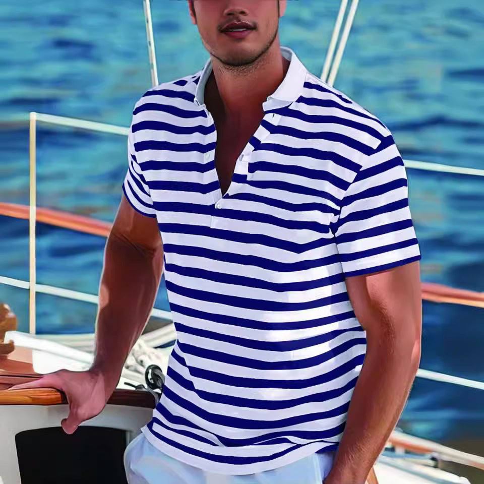 Herren Poloshirt mit stilvollem Streifenmuster und modernem Kragen Echoarchiv
