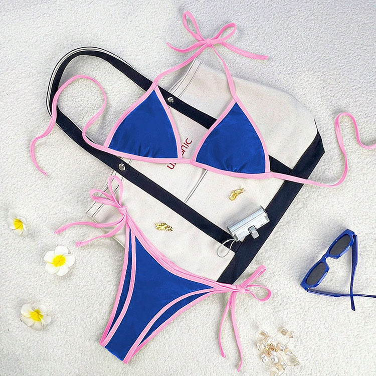 Damen Triangel-Bikini mit verspieltem Schnürdesign Echoarchiv