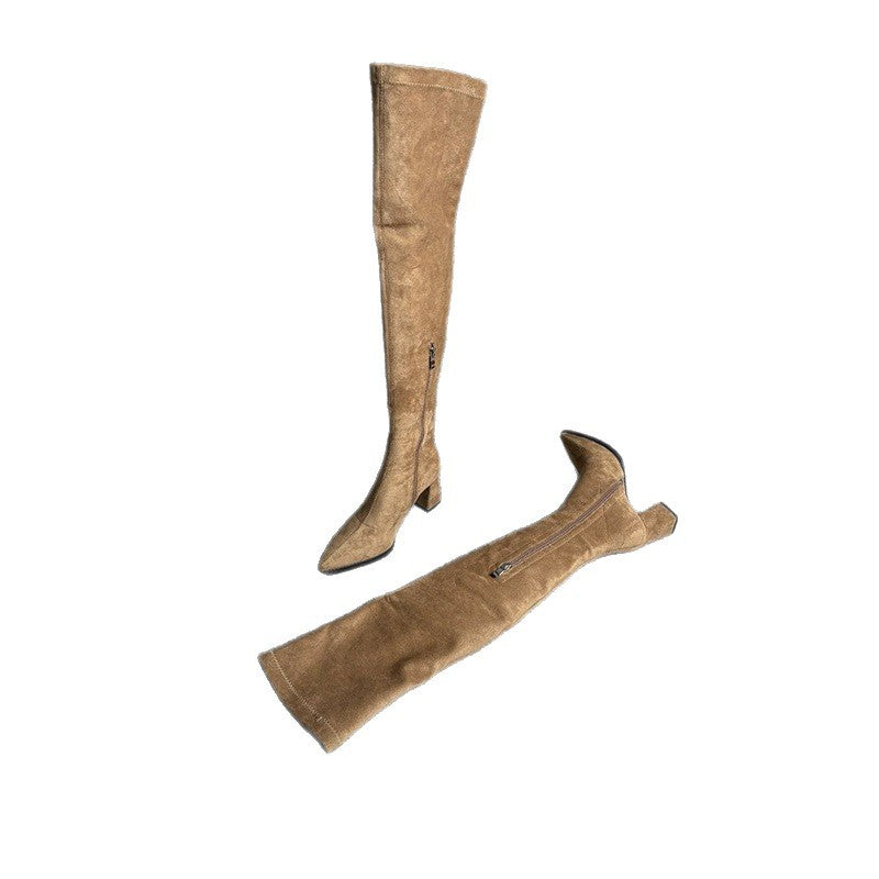 Damen Overknee‑Stiefel mit spitzer Zehenpartie, elastischem Schaft und sculpted Blockabsatz Echo Archiv