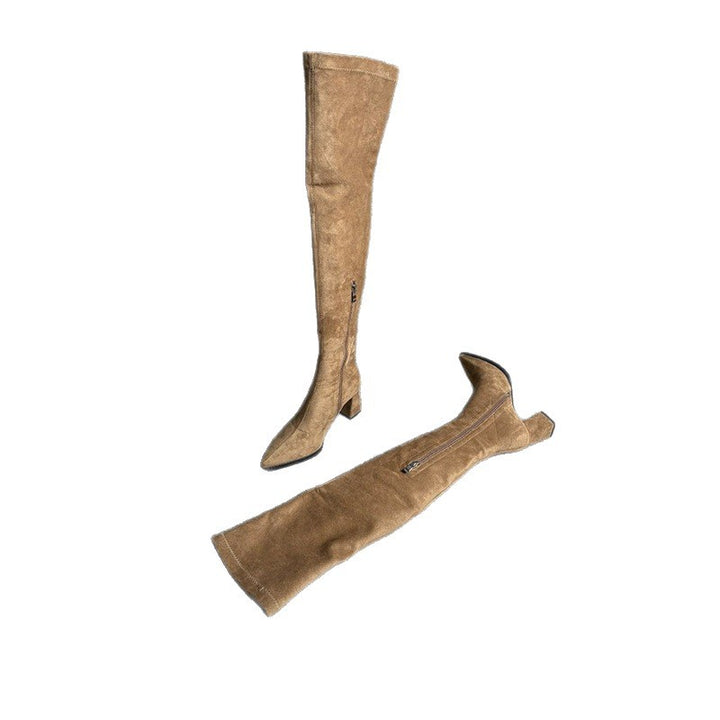 Damen Overknee‑Stiefel mit spitzer Zehenpartie, elastischem Schaft und sculpted Blockabsatz Echo Archiv