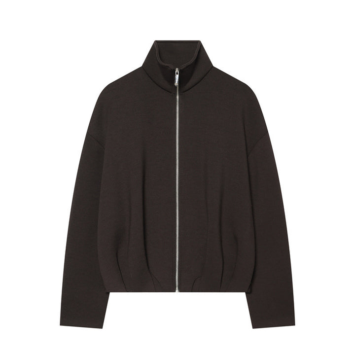 Damen Leichter Zip-Cardigan mit Stehkragen und kastiger Silhouette Echo Archiv